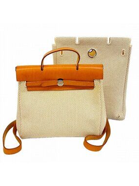 Hermes Vintage Her Line Sac a Dos MM Backpack Hermès Vintage - Herline Canvas Backpack PM - Grey Dark Grey  main image 2
